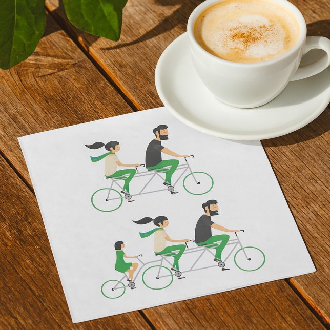Family Tandem Bicycle Cycling Napkin (Creator Uploaded)
