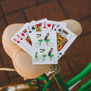 Family Tandem Bicycle Cycling Playing Cards
