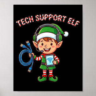 Family Tech Suprt Elf Group Matching Christmas Hol Poster