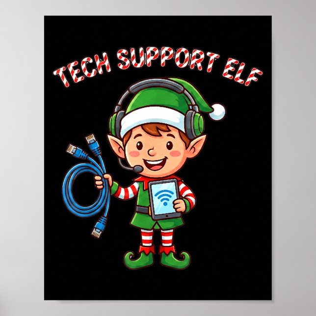 Family Tech Suprt Elf Group Matching Christmas Hol Poster (Front)