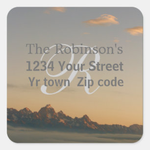 Family teton and clouds address label