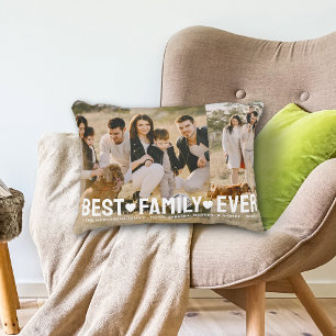 Family Text Overlay Best Family Ever Photo Collage Accent Pillow