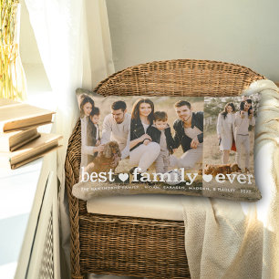 Family Text Overlay Best Family Ever Photo Collage Lumbar Pillow
