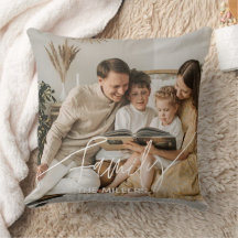 Family Text overlay boho classy cozy Throw Pillow