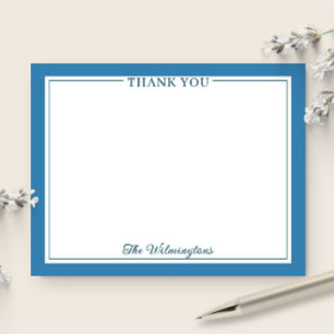 Family Thank You Patina Blue Modern Stationery Card
