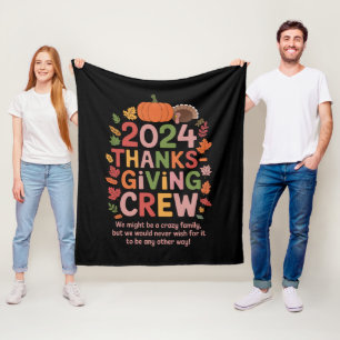 Family Thanksgiving 2024 Crew Turkey Matching Fleece Blanket