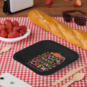 Family Thanksgiving 2024 Crew Turkey Matching Paper Plate