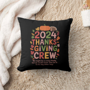 Family Thanksgiving 2024 Crew Turkey Matching Throw Pillow