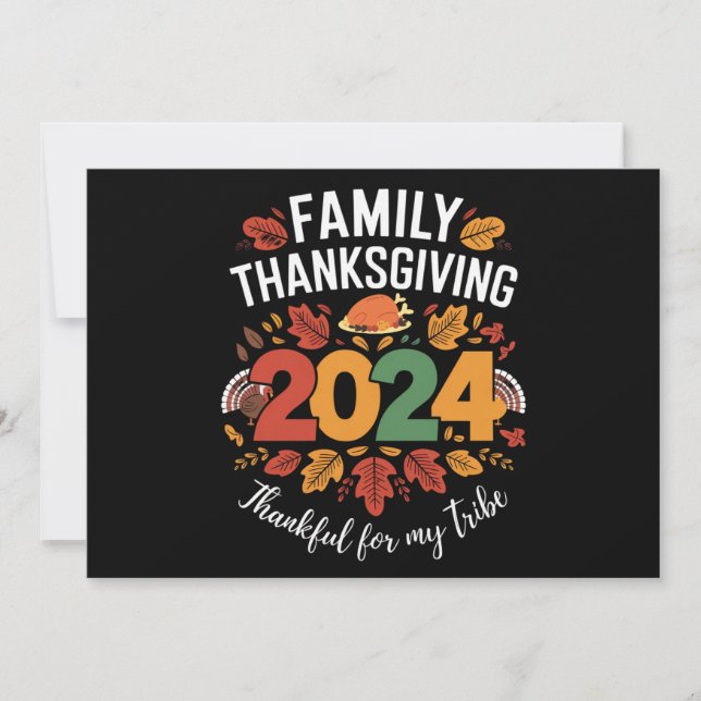 Family Thanksgiving 2024 Thankful For My Tribe  Holiday Card (Front)