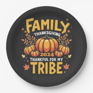 Family Thanksgiving 2024 Thankful for My Tribe Paper Plate