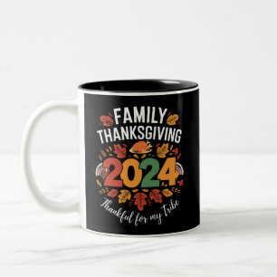 Family Thanksgiving 2024 Thankful For My Tribe Two-Tone Coffee Mug