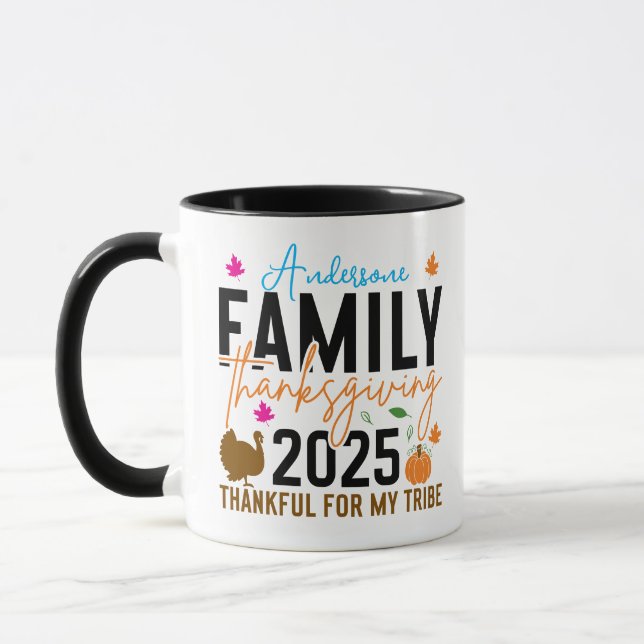 Family Thanksgiving 2025 | Editable Turkey  Mug (Left)