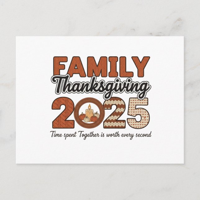 Family Thanksgiving 2025 Postcard | Cozy Candle  (Front)