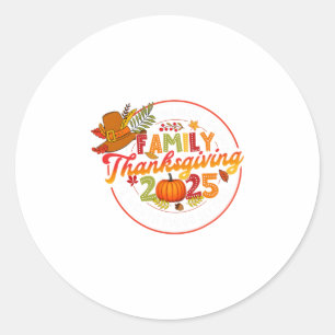 Family Thanksgiving 2025 Thankful Fall Autumn Pump Classic Round Sticker