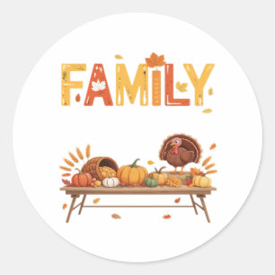 Family Thanksgiving 2025 Thankful For My Tribe Ess Classic Round Sticker