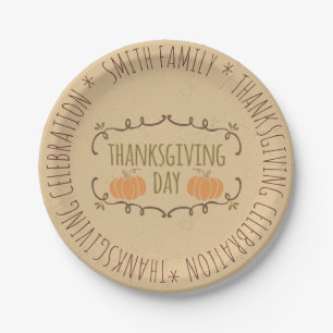Family. Thanksgiving Celebration. Custom. Paper Plate