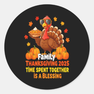 Family Thanksgiving Crew 2025 Funny Turkey Matchin Classic Round Sticker