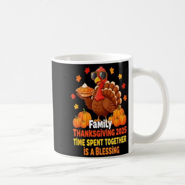 Family Thanksgiving Crew 2025 Funny Turkey Matchin Coffee Mug (Right)