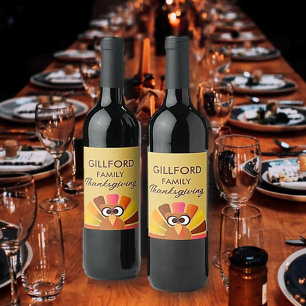 Family Thanksgiving Personalized  Wine Label