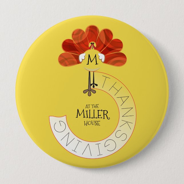 Family Thanksgiving Turkey 4 Inch Round Button (Front)