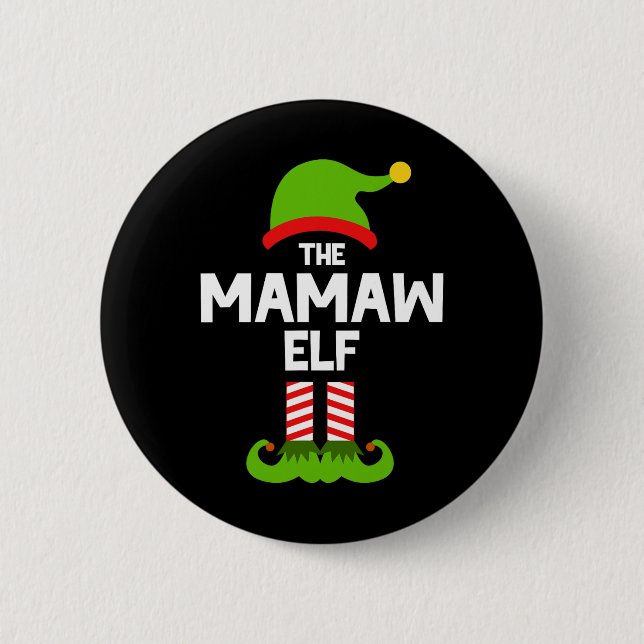 Family The Mamaw Elf Christmas Matching Pajama Pj  2 Inch Round Button (Front)