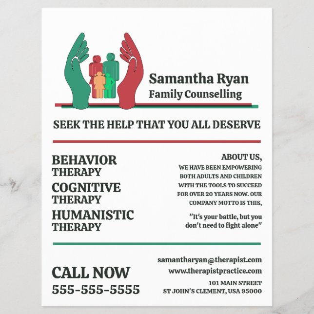 Family Therapy Care Design Psychotherapist Therapy Flyer (Front)