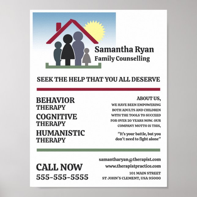 Family Therapy Design, Psychotherapist, Therapy Poster (Front)