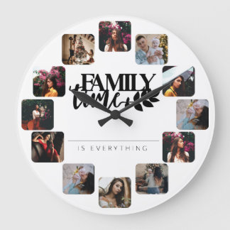 Family Time Is Everything Personalised Photo Quote Large Clock