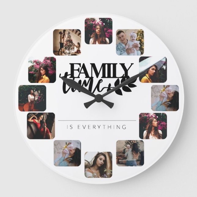 Family Time Is Everything Personalised Photo Quote Large Clock (Front)