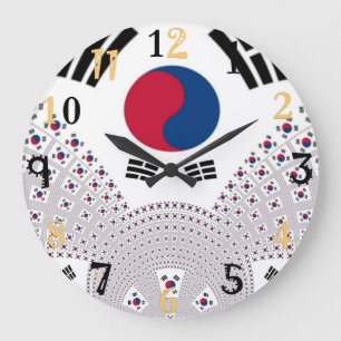 Family timeless Red and Blue Flag Large Clock