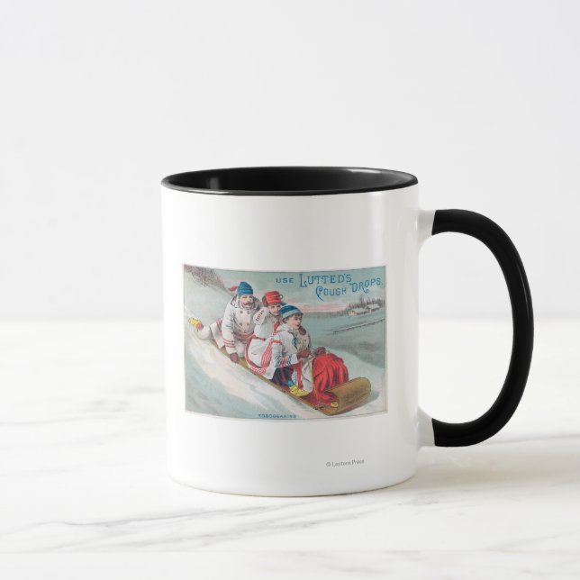 Family Tobogganing and Using Lutted Cough Mug (Right)