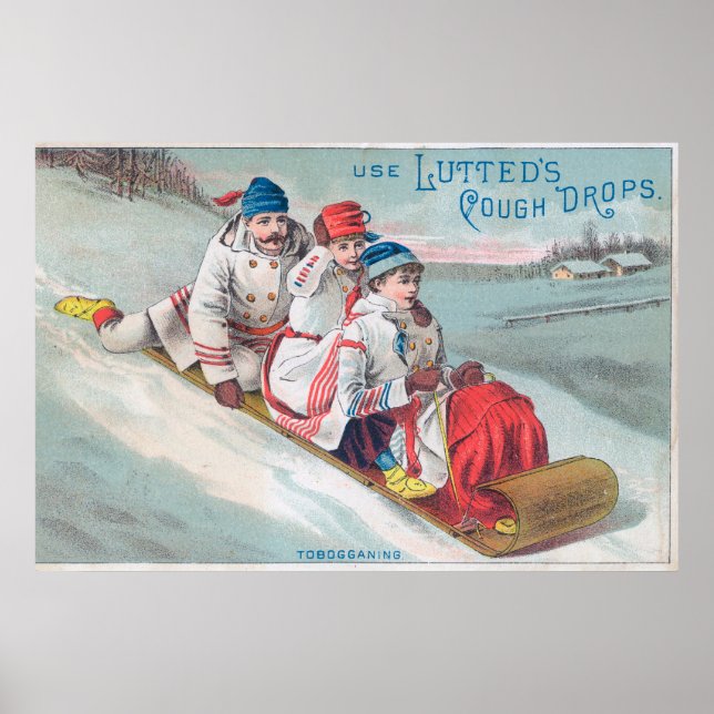 Family Tobogganing and Using Lutted Cough Poster (Front)