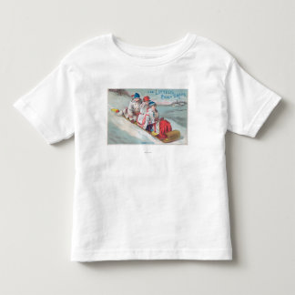Family Tobogganing and Using Lutted Cough Toddler T-shirt