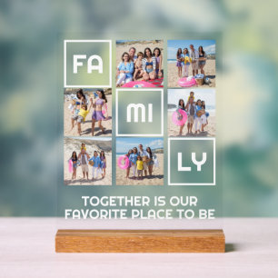 Family Together 6 Photos and Personalized Text Acrylic Sign