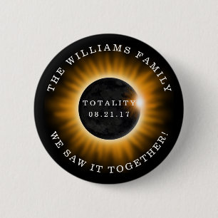 Family Totality Solar Eclipse Personalized 2 Inch Round Button