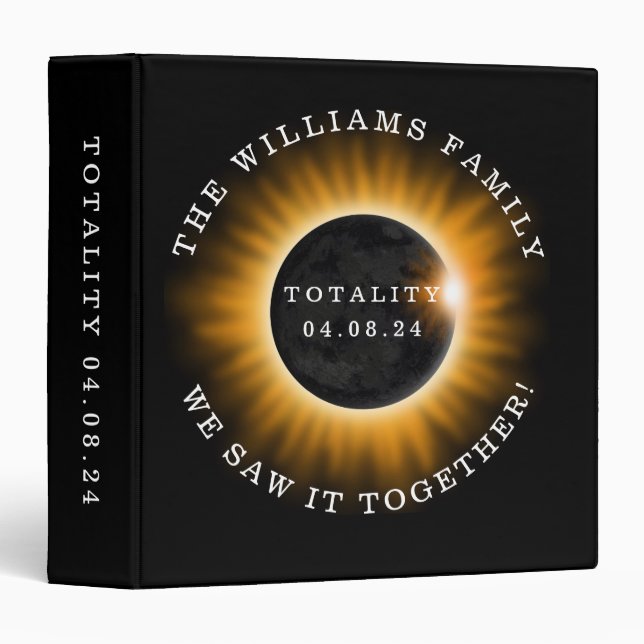 Family Totality Solar Eclipse Personalized Binder (Front/Spine)