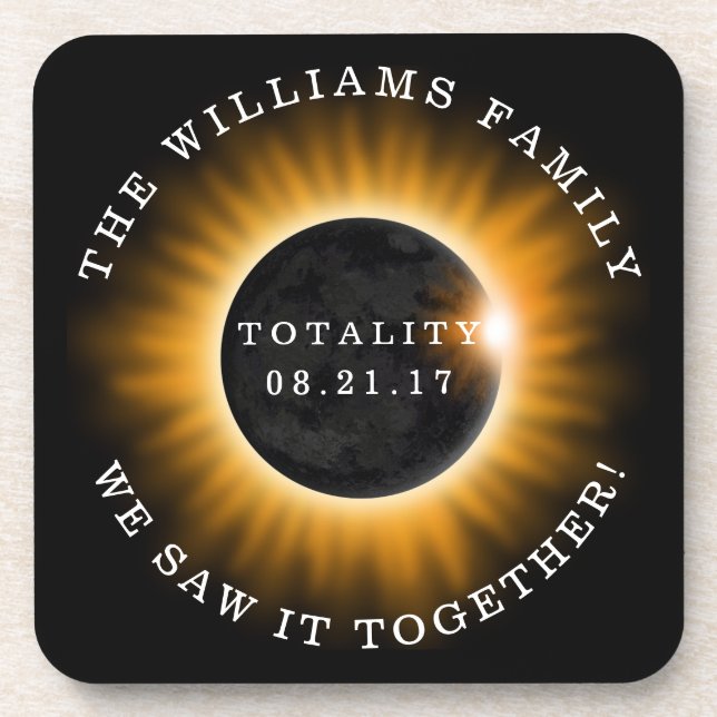 Family Totality Solar Eclipse Personalized Coaster (Front)