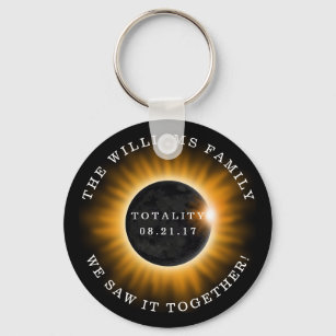 Family Totality Solar Eclipse Personalized Keychain