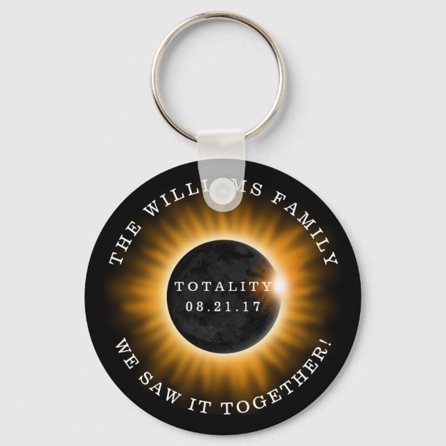 Family Totality Solar Eclipse Personalized Keychain (Front)
