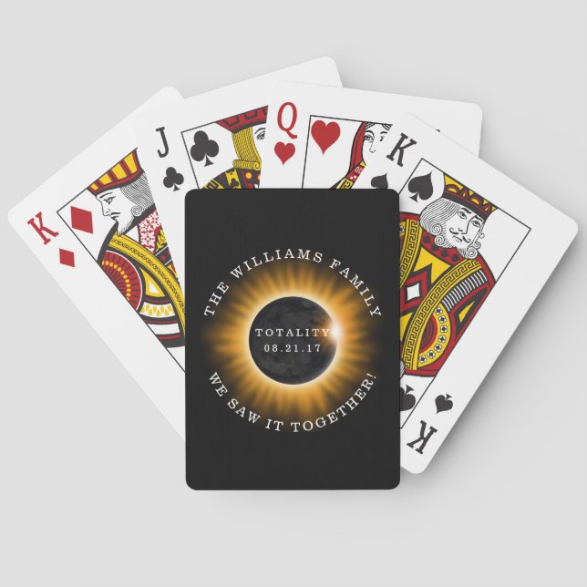 Family Totality Solar Eclipse Personalized Playing Cards (Back)