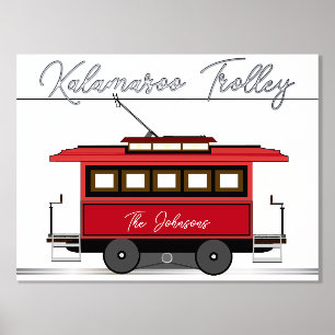 Family Tram Trolley Streetcar Foil Text Poster