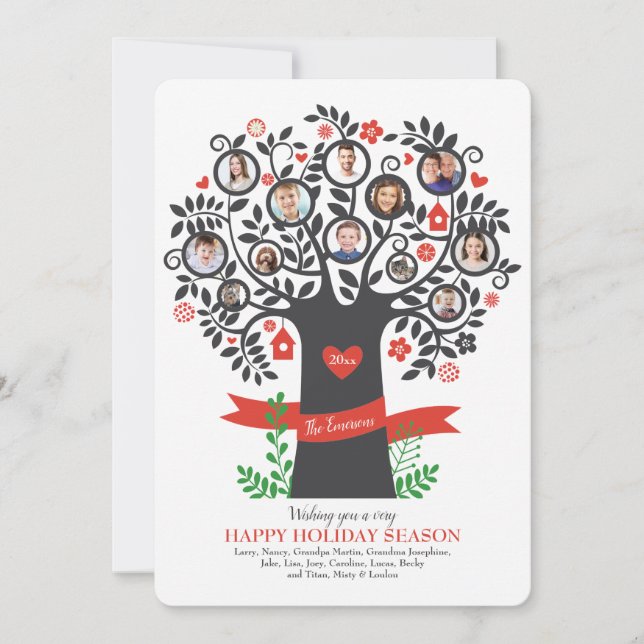 Family Tree 8+ Photo Greeting Card (Front)