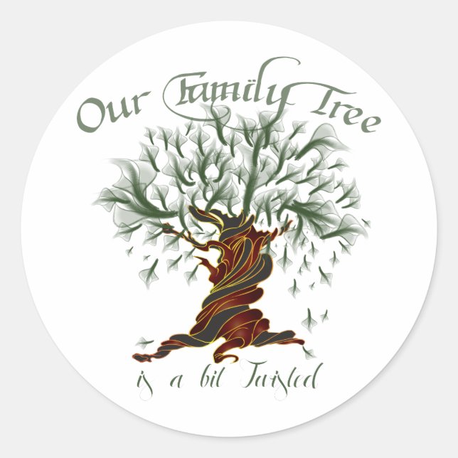 Family Tree a Bit Twisted Classic Round Sticker (Front)
