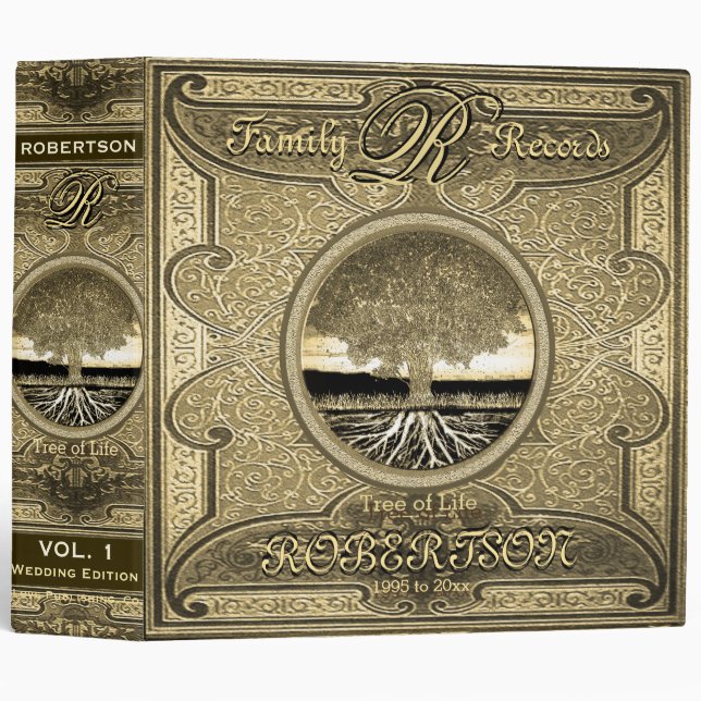 Family Tree | Antique Vintage Gold Foil Look Binder (Front/Spine)