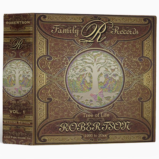 Family Tree | Antique Vintage Leather Book Look Binder (Front/Spine)
