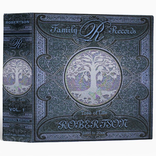 Family Tree | Antique Vintage Leather BookBlue Binder (Front/Spine)