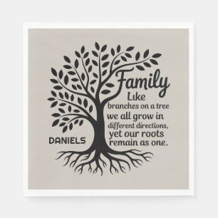 Family Tree Black & Tan Personalized Family Name Napkin