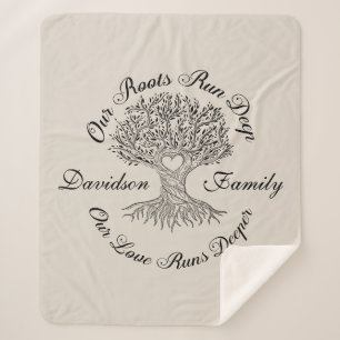 Family Tree Black & Tan Personalized Sherpa Blanket