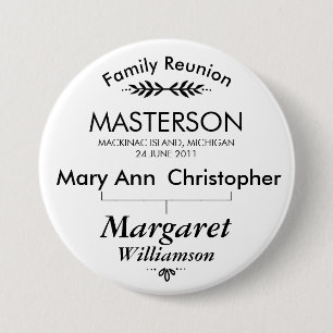 Family Tree Connection Reunion 3 Inch Round Button