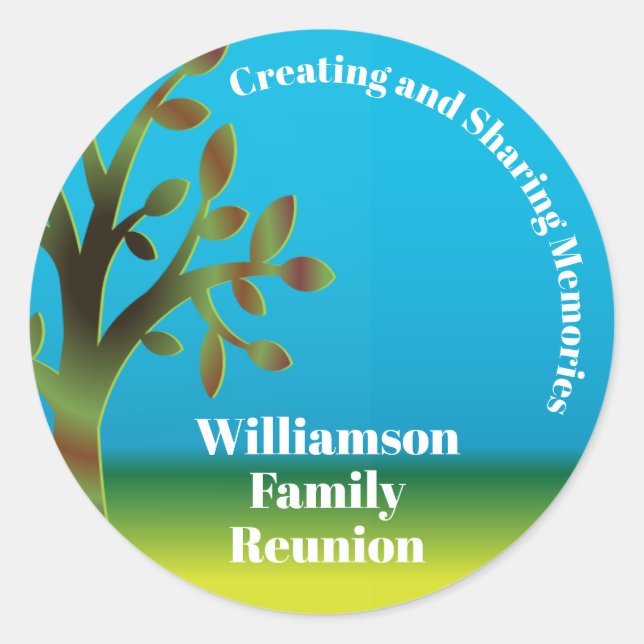 Family Tree Creating and Sharing Memories Reunion Classic Round Sticker (Front)